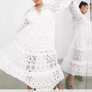 ASOS EDITION Curve v neck broderie midi dress